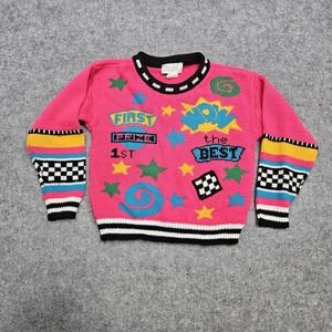 Vintage Jet Set Sweaters Girls Size 6X Wow First Prize The Best 80s 90s